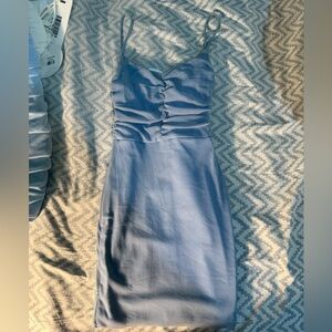 Elegant Blue Spaghetti Strap Dress